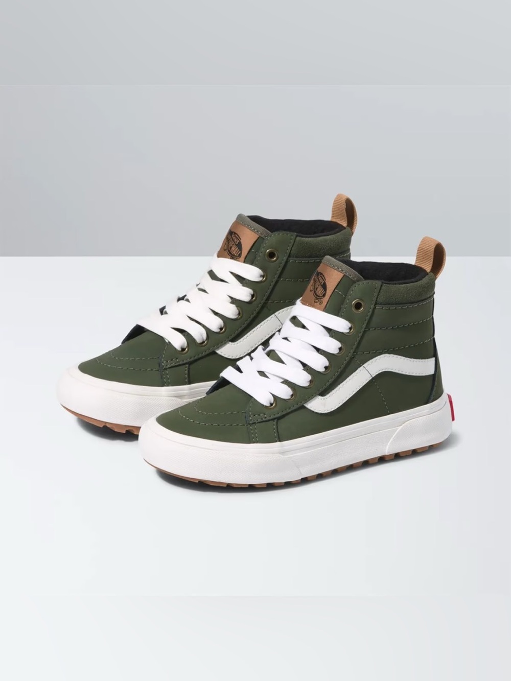 Vans Kids Olive Green and White High-Top Sneakers. Size 10.5 Brand New